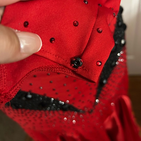 Red and Black Smooth Ballroom Dress Size 4-8 - Picture 7 of 11